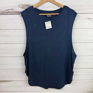Evolution And Creation Active Navy Blue‎ Star Print Sleeveless Tank Top XL